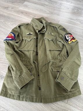 Polo by Ralph Lauren Olive Green Military Field Jacket with Patch Details
